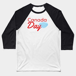 Canada Day 2020 - Red text and Blue face mask Baseball T-Shirt